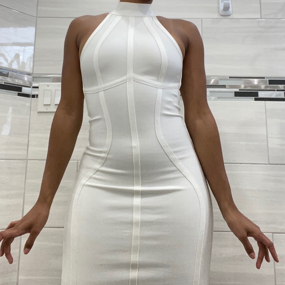 White Bandage Halter Midi Dress HOUSE OF CB